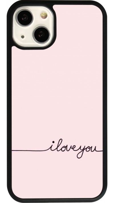 Coque iPhone 13 - Silicone rigide noir Valentine 2023 i love you writing
