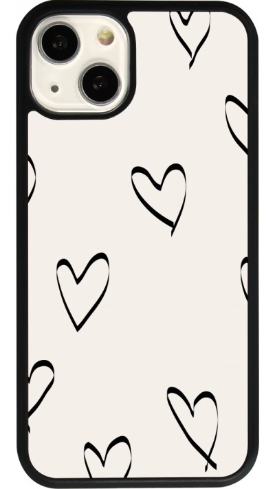 Coque iPhone 13 - Silicone rigide noir Valentine 2023 minimalist hearts