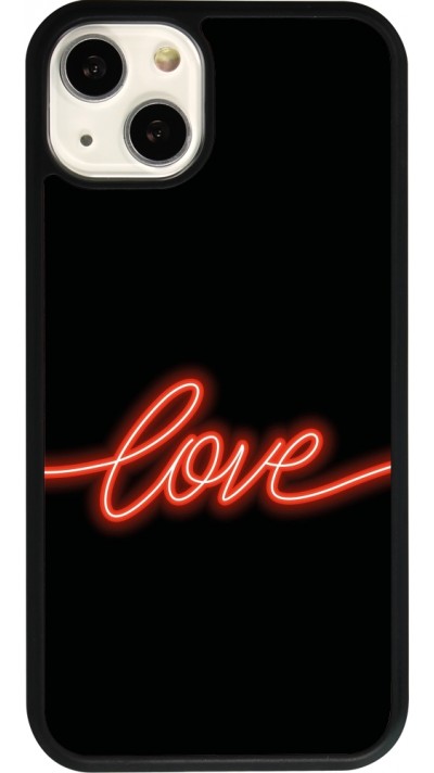 Coque iPhone 13 - Silicone rigide noir Valentine 2023 neon love