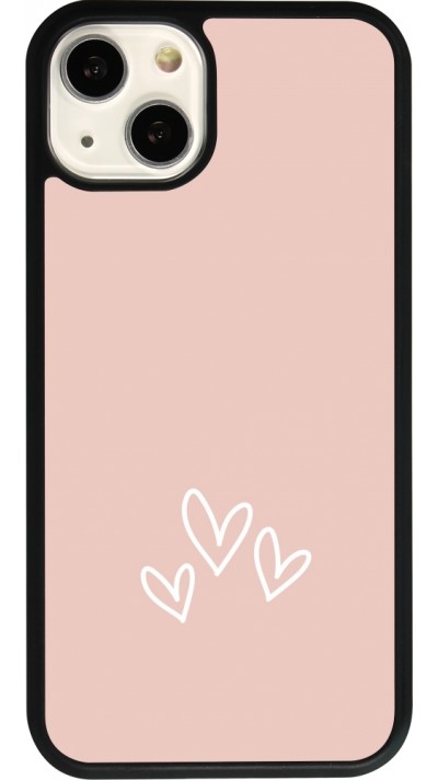 Coque iPhone 13 - Silicone rigide noir Valentine 2023 three minimalist hearts