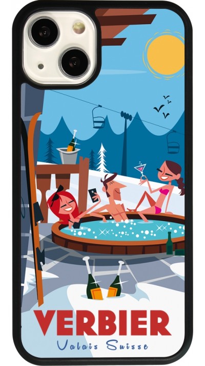 Coque iPhone 13 - Silicone rigide noir Verbier Mountain Jacuzzi