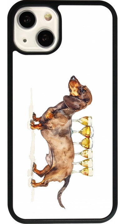 iPhone 13 Case Hülle - Silikon schwarz Wine Teckel