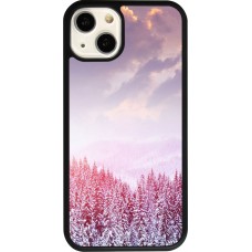 Coque iPhone 13 - Silicone rigide noir Winter 22 Pink Forest