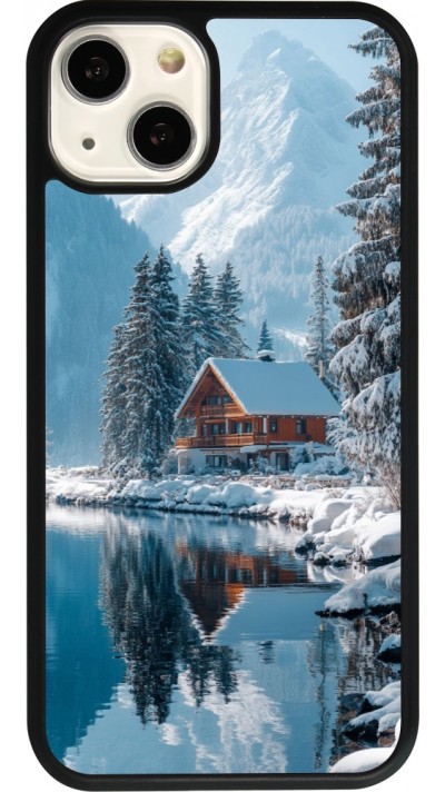 iPhone 13 Case Hülle - Silikon schwarz Winter 25 Winter house forest day