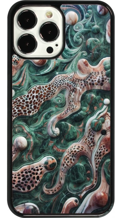 iPhone 13 Pro Max Case Hülle - Grüner Marmor und abstrakter Leopard
