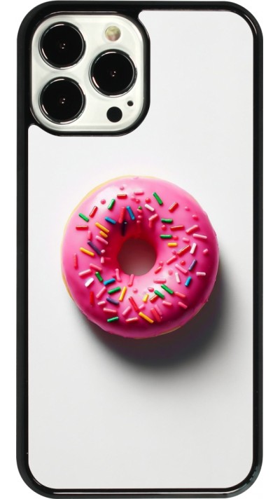 Coque iPhone 13 Pro Max - Weißer Hintergrund, pinker Donut