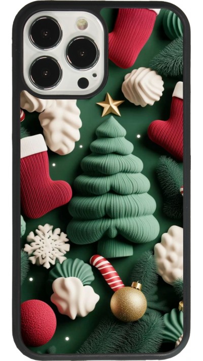 Coque iPhone 13 Pro Max - Silicone rigide noir Christmas 25 Christmas textiles