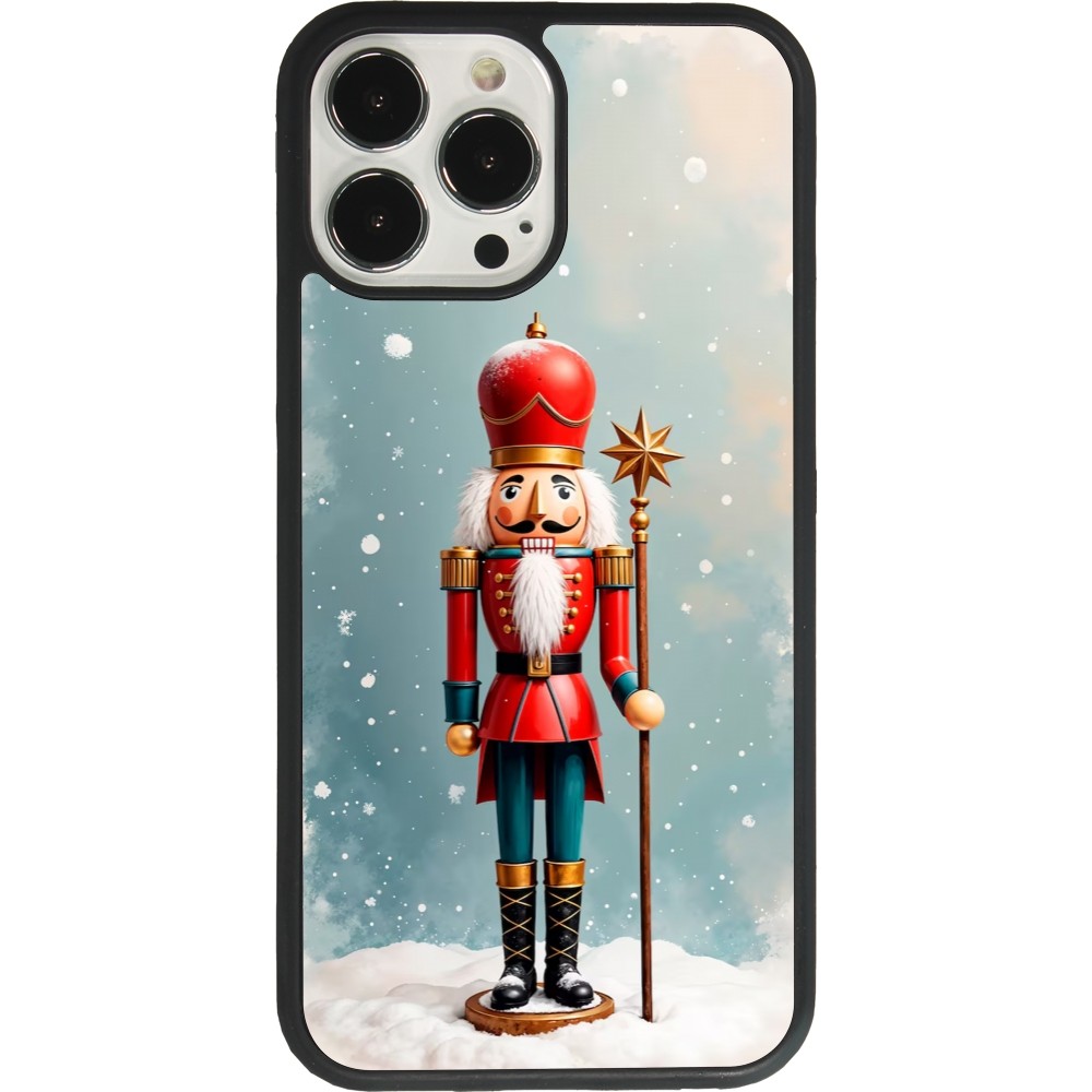 Coque iPhone 13 Pro Max - Silicone rigide noir Christmas 25 Nutcracker Snow