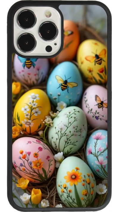 Coque iPhone 13 Pro Max - Silicone rigide noir Easter 2026 Eggs with bees