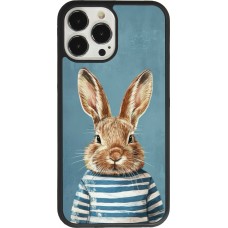 Coque iPhone 13 Pro Max - Silicone rigide noir Easter 2026 Rabbit navy