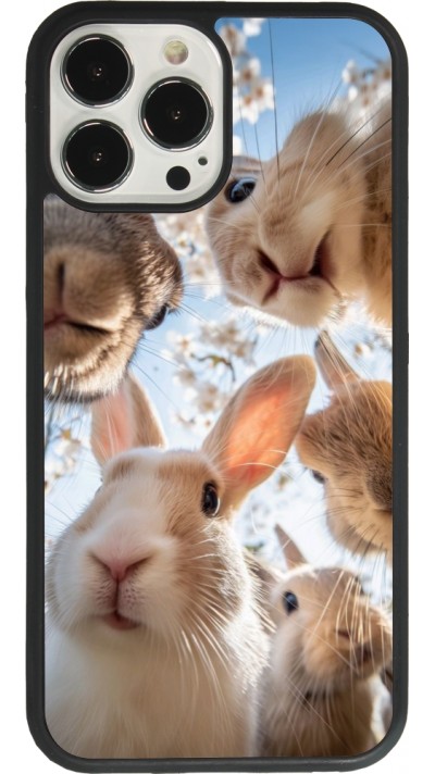 Coque iPhone 13 Pro Max - Silicone rigide noir Easter 2026 Rabbits