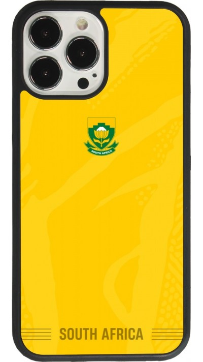Coque iPhone 13 Pro Max - Silicone rigide noir Maillot de football Afrique du Sud 2026 personnalisable