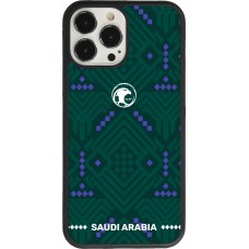 Coque iPhone 13 Pro Max - Silicone rigide noir Maillot de football Arabie saoudite 2026 personnalisable