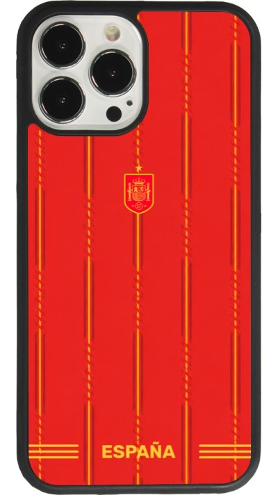 Coque iPhone 13 Pro Max - Silicone rigide noir Maillot de football Espagne 2026 personnalisable