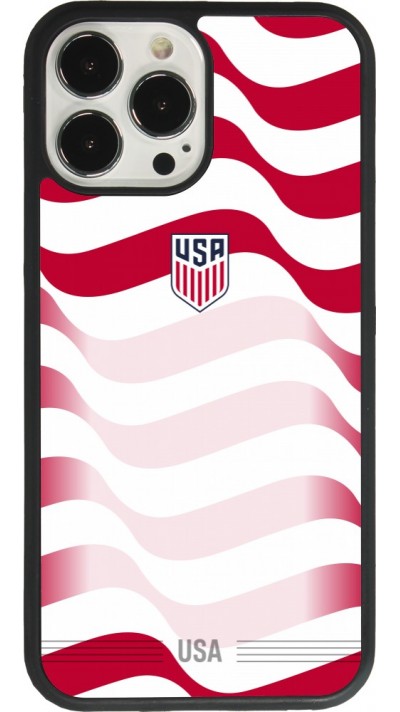Coque iPhone 13 Pro Max - Silicone rigide noir Maillot de football E?tats Unis 2026 personnalisable