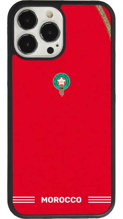 Coque iPhone 13 Pro Max - Silicone rigide noir Maillot de football Maroc 2026 personnalisable