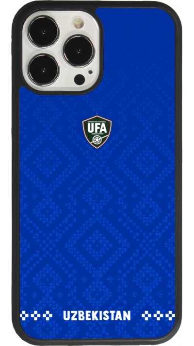 Coque iPhone 13 Pro Max - Silicone rigide noir Maillot de football Ouzbékistan 2026 personnalisable