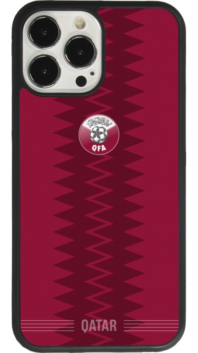Coque iPhone 13 Pro Max - Silicone rigide noir Maillot de football Qatar 2026 personnalisable