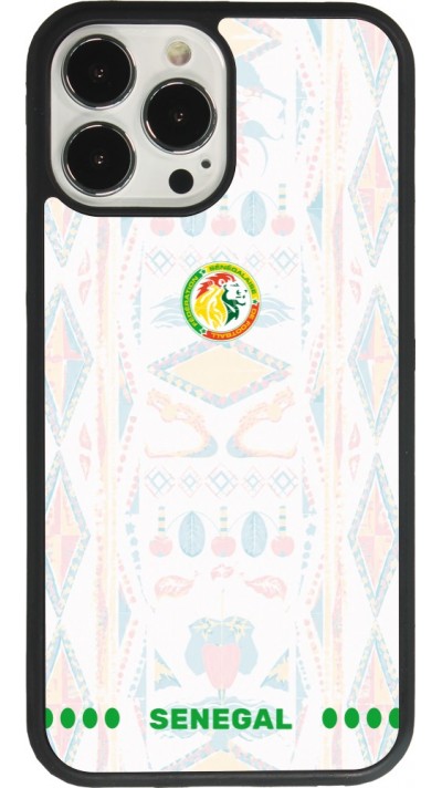 Coque iPhone 13 Pro Max - Silicone rigide noir Maillot de football Sénégal 2026 personnalisable