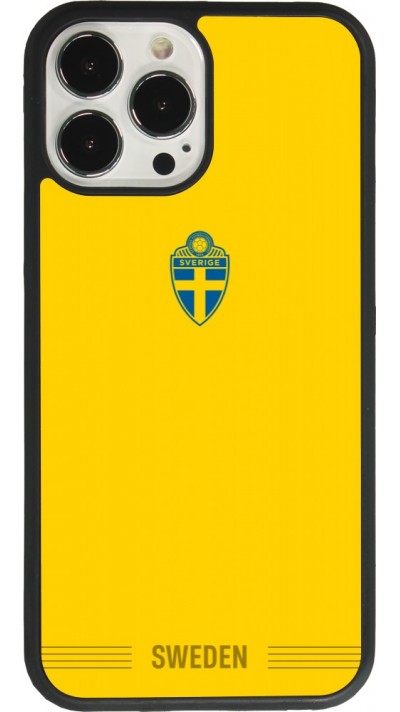 Coque iPhone 13 Pro Max - Silicone rigide noir Maillot de football Suède 2026 personnalisable