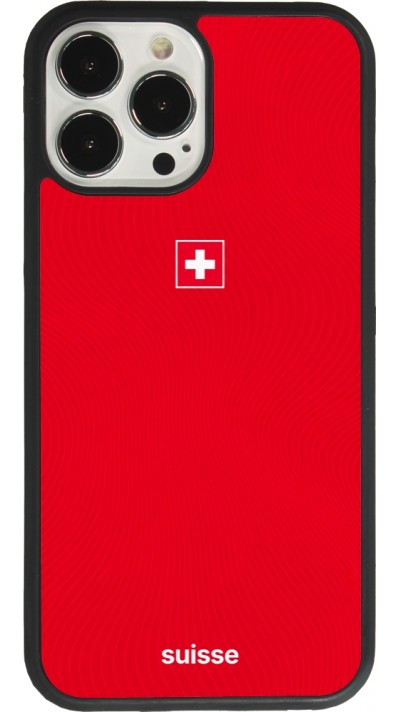 Coque iPhone 13 Pro Max - Silicone rigide noir Maillot de football Suisse 2026 personnalisable