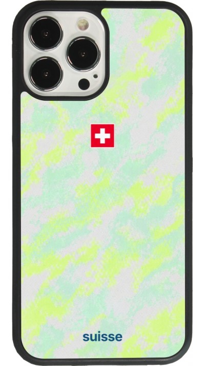Coque iPhone 13 Pro Max - Silicone rigide noir Maillot de football Suisse Away 2026 personnalisable