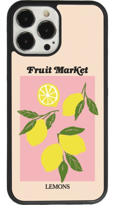 Coque iPhone 13 Pro Max - Silicone rigide noir Fruit market lemons 2026