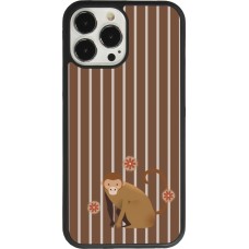 iPhone 13 Pro Max Case Hülle - Silikon schwarz Monkey with stripes