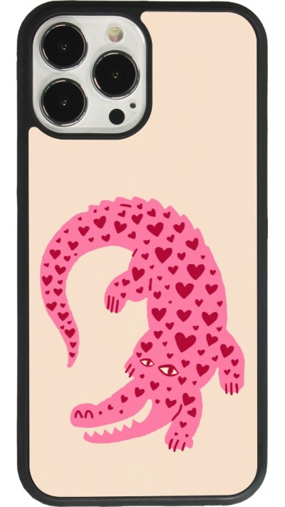 Coque iPhone 13 Pro Max - Silicone rigide noir Pink crocodile 2026