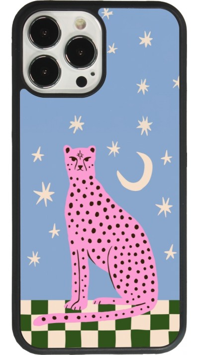 Coque iPhone 13 Pro Max - Silicone rigide noir Pink leopard with stars 2026