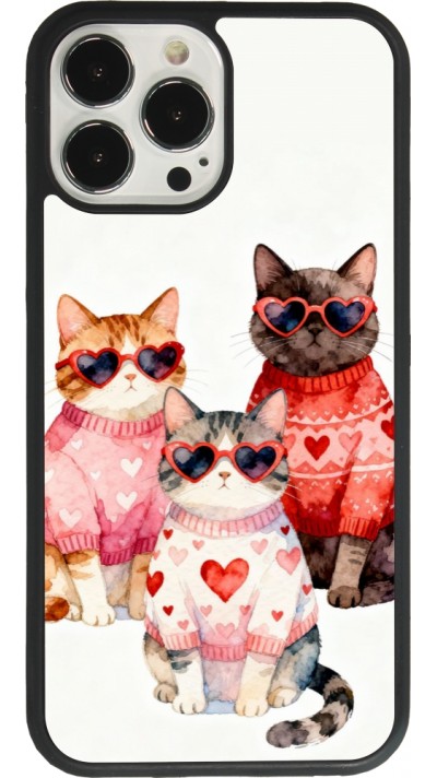 Coque iPhone 13 Pro Max - Silicone rigide noir Saint Valentines Day 26 Cat Love