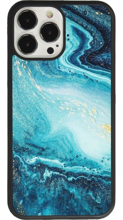 Coque iPhone 13 Pro Max - Silicone rigide noir Sea Foam Blue