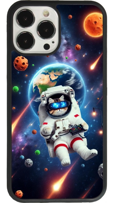 Coque iPhone 13 Pro Max - Silicone rigide noir VR SpaceCat Odyssey
