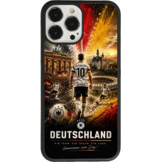 Coque iPhone 13 Pro Max - Silicone rigide noir Football Allemagne splash 2026