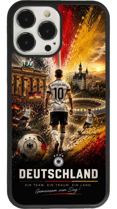 Coque iPhone 13 Pro Max - Silicone rigide noir Football Allemagne splash 2026