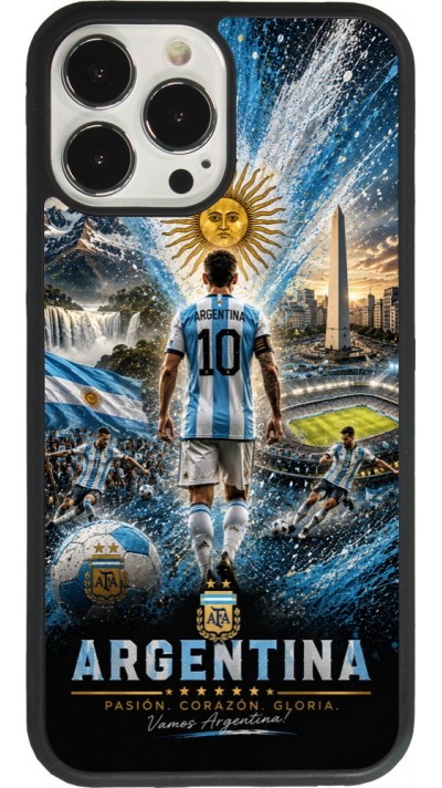 Coque iPhone 13 Pro Max - Silicone rigide noir Football Argentine splash 2026