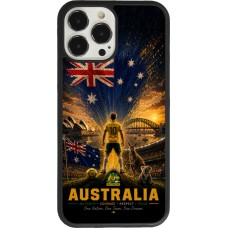 Coque iPhone 13 Pro Max - Silicone rigide noir Football Australie splash 2026
