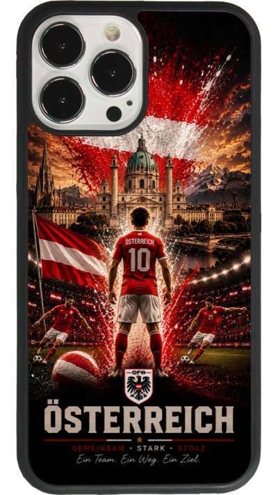 Coque iPhone 13 Pro Max - Silicone rigide noir Football Autriche splash 2026