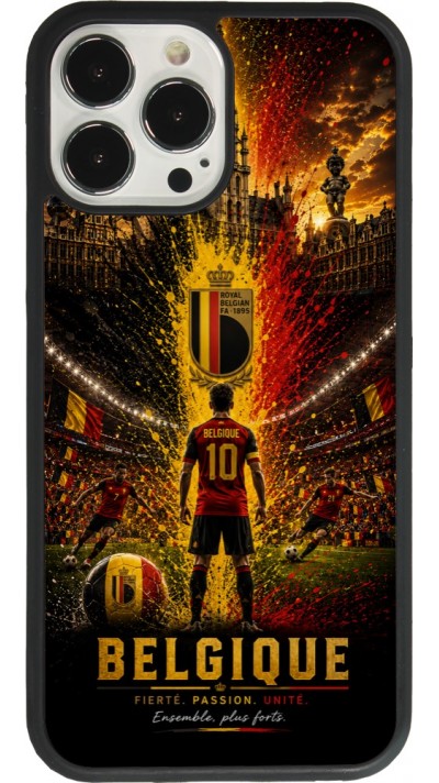 Coque iPhone 13 Pro Max - Silicone rigide noir Football Belgique splash 2026