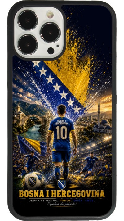 Coque iPhone 13 Pro Max - Silicone rigide noir Football Bosnie-Herzégovine splash 2026