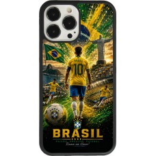 Coque iPhone 13 Pro Max - Silicone rigide noir Football Brésil splash 2026