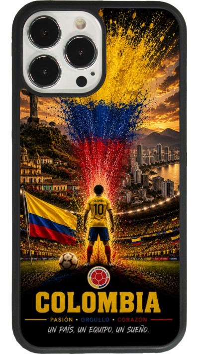Coque iPhone 13 Pro Max - Silicone rigide noir Football Colombie splash 2026