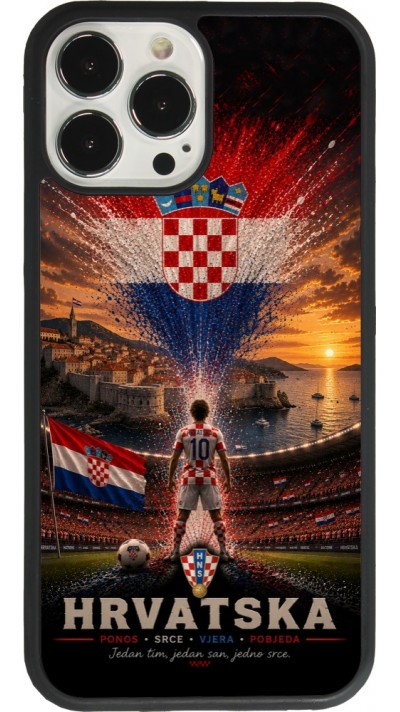 Coque iPhone 13 Pro Max - Silicone rigide noir Football Croatie splash 2026
