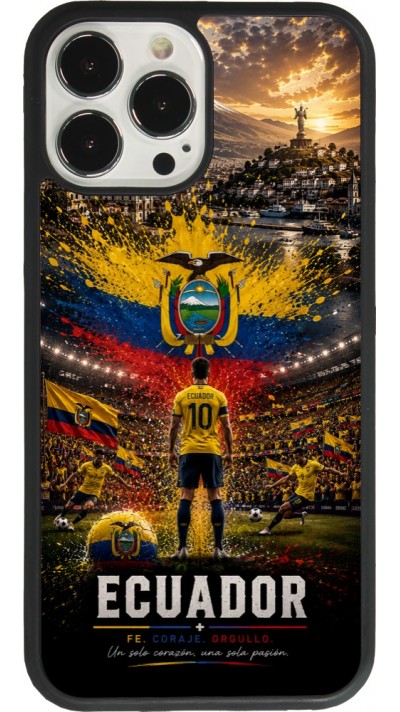 Coque iPhone 13 Pro Max - Silicone rigide noir Football Équateur splash 2026