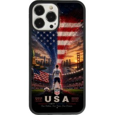 Coque iPhone 13 Pro Max - Silicone rigide noir Football États-Unis splash 2026