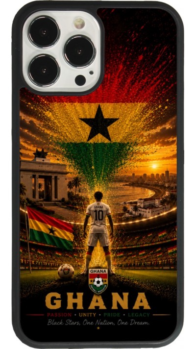 Coque iPhone 13 Pro Max - Silicone rigide noir Football Ghana splash 2026