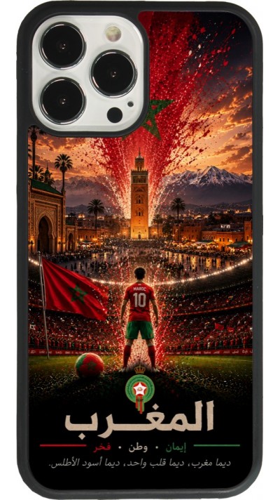 Coque iPhone 13 Pro Max - Silicone rigide noir Football Maroc splash 2026
