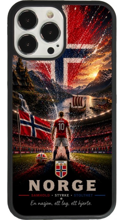 Coque iPhone 13 Pro Max - Silicone rigide noir Football Norvège splash 2026