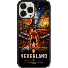Coque iPhone 13 Pro Max - Silicone rigide noir Football Pays-Bas splash 2026