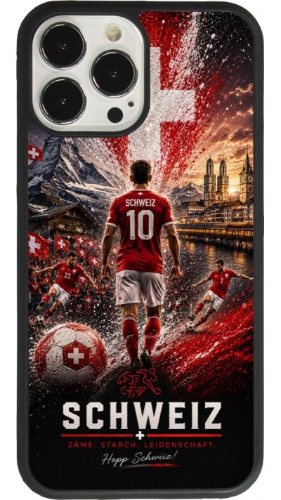 Coque iPhone 13 Pro Max - Silicone rigide noir Football Schweiz splash 2026